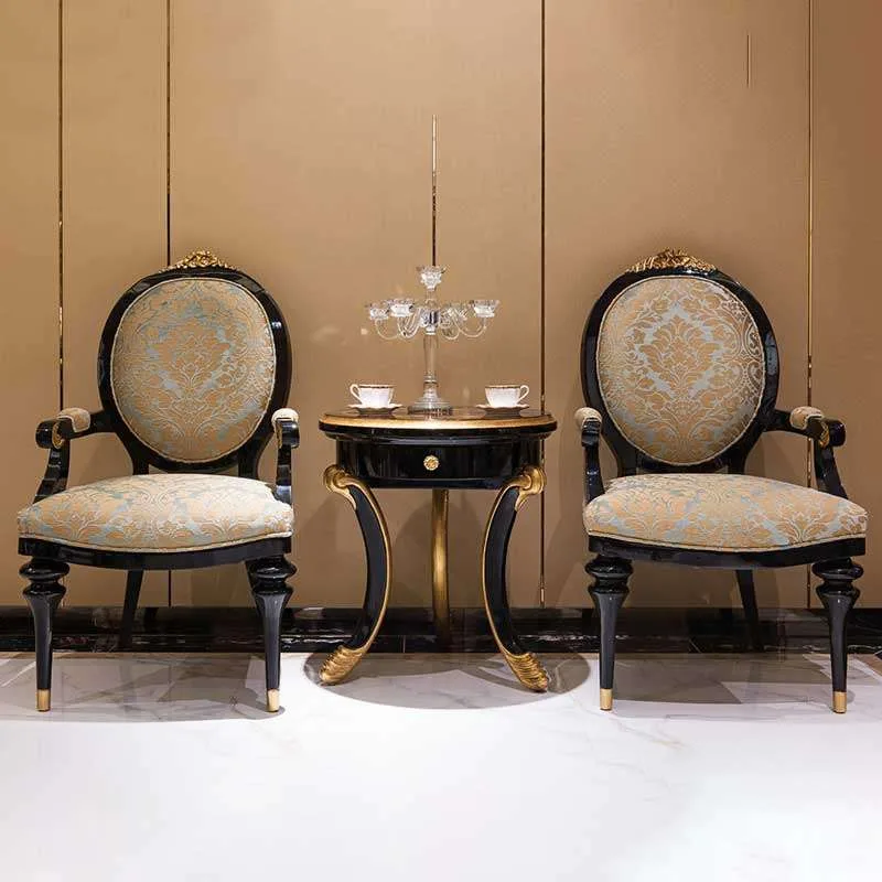 Bespoke Ebonised Medallion Armchair: High-Gloss Black & Gold