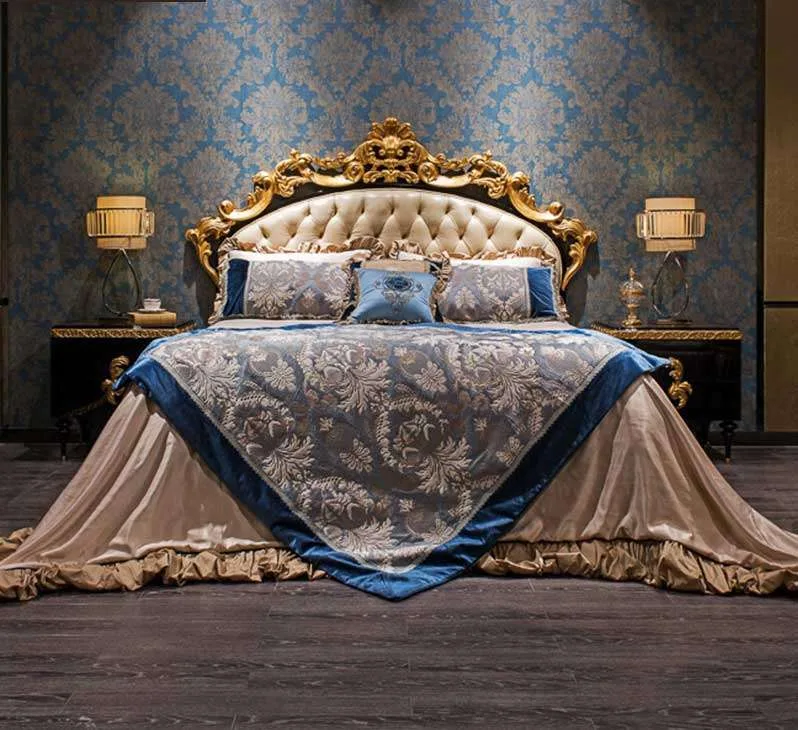 Gilded Leather Bed: Baroque Revival
