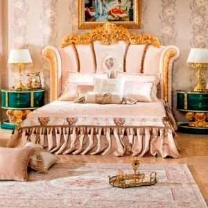 Stunning Gold Queen Bed Frame with Elegant Headboard