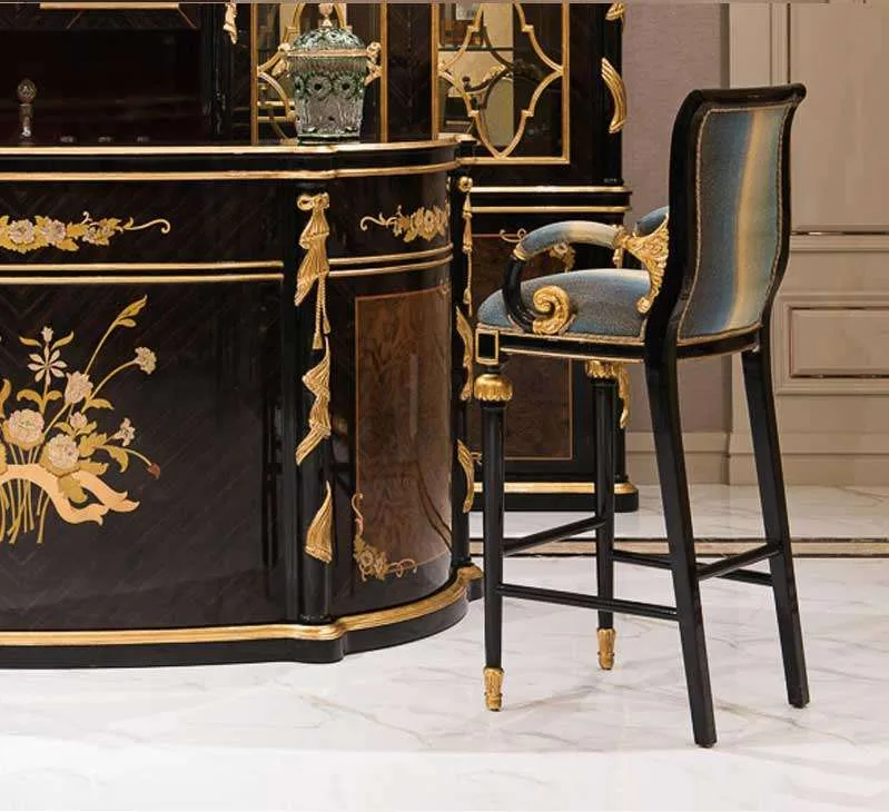 Black Lacquer Classical Home Bar: Neoclassical Cabinetry material texture – Wine cabinets & Bar tables design
