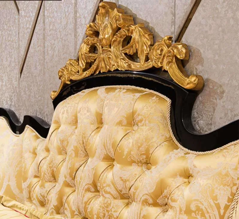 Ebony & Gold Wingback Bed: High-Contrast Suite craftsmanship close-up – Beds design