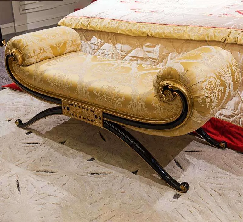 Ebony & Gold Wingback Bed: High-Contrast Suite detail view – Beds design for Bedroom Suite