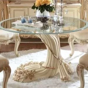 Luxury glass round table and chairs