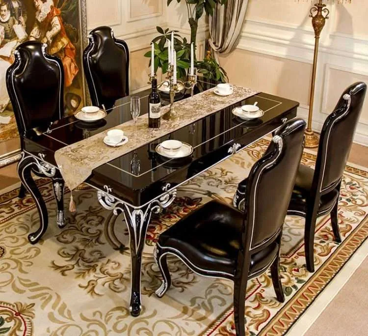 Luxury rectangular dining table set for 6 seater