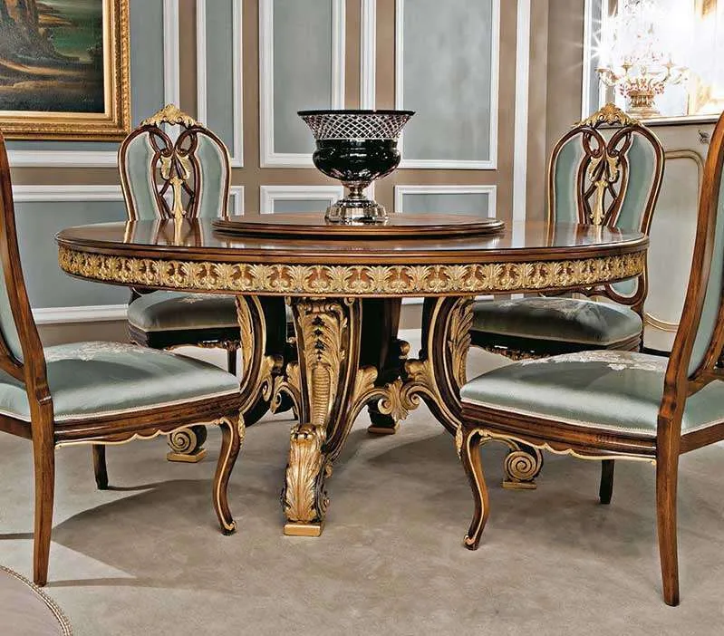 Luxury round dining table set for 6 seater