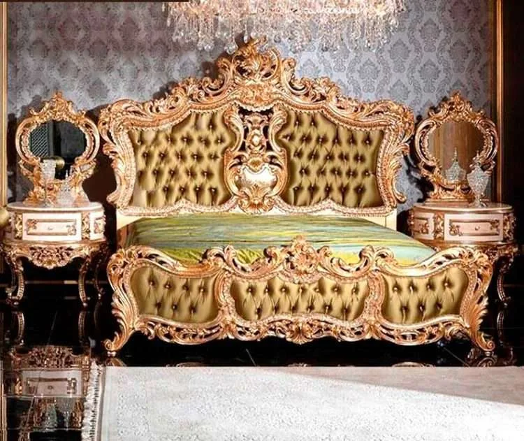 Luxury wood carved king bed - Image 2