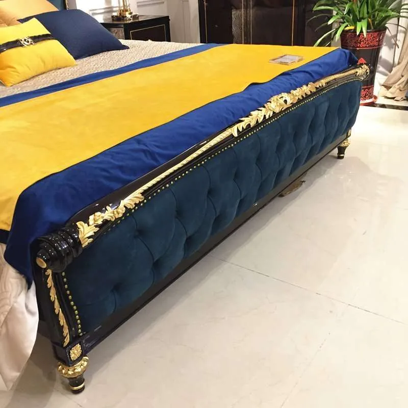 Bespoke Teal Velvet Wingback Bed: Black Lacquer Frame material texture – Beds design