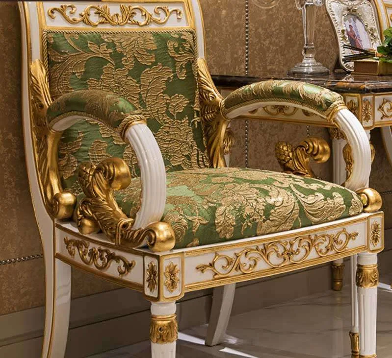 Bespoke Gilded Neoclassical Armchair: Formal Dining Seating material texture – Accent Chairs design