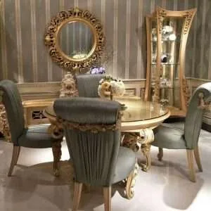 Classic Wooden Round Dining Table and Chairs Set