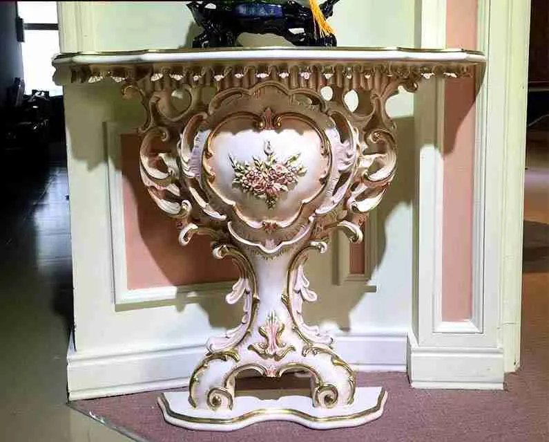 Hand-Carved Floral Console Table