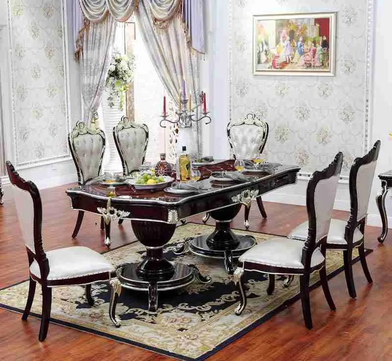 Silver-Accent Mahogany Dining Table