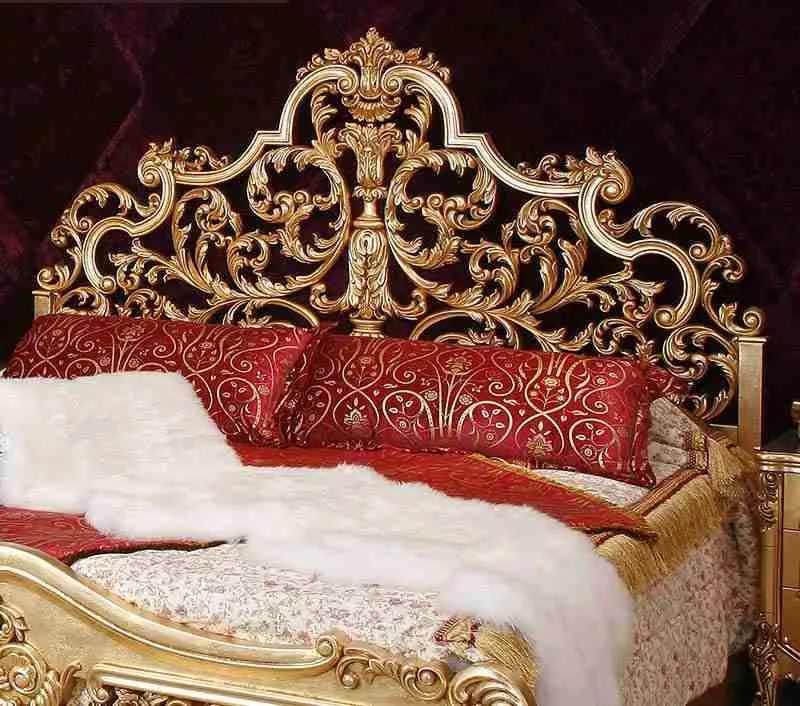 Luxury baroque bed frame craftsmanship close-up – Beds design