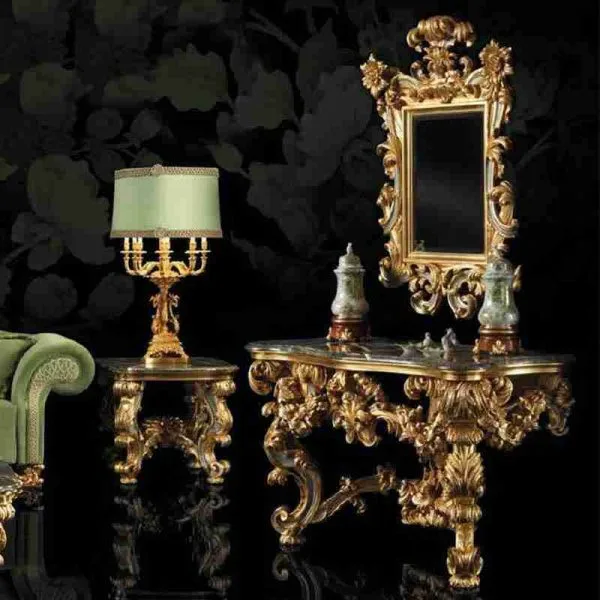 Luxury baroque console table with mirror