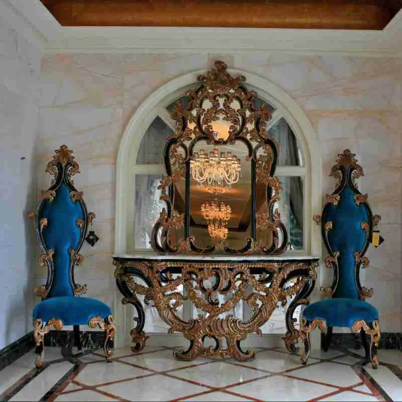 Luxury baroque sideboard with wood carved