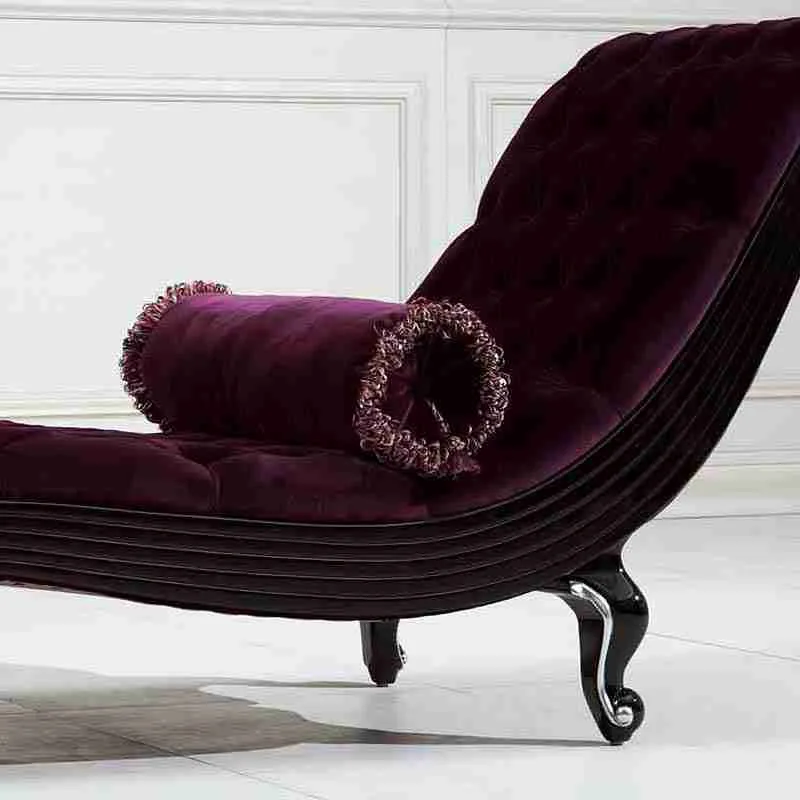 Tufted S-Curve Velvet Chaise Lounge: Hollywood Regency Recamier material texture – Accent Chairs design