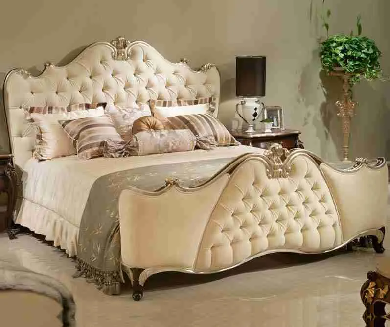 Baroque-Style Button-Tufted Bed
