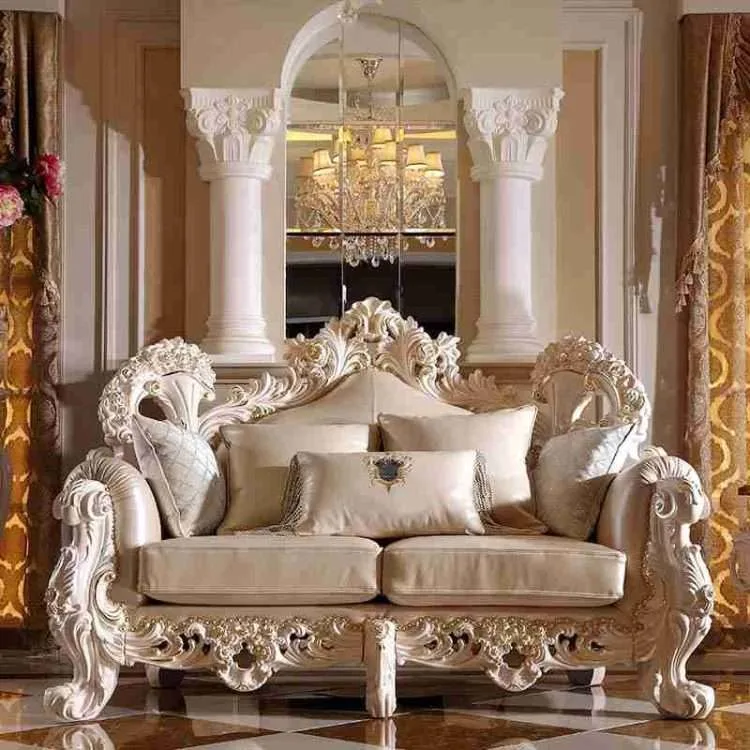 Luxury beige leather couch