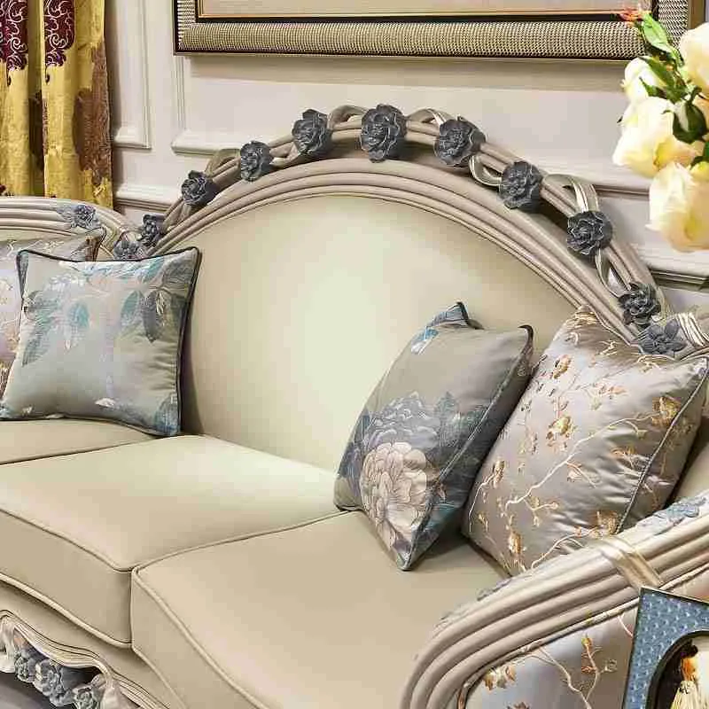 Luxury beige leather couch craftsmanship close-up – Sofas & Couchs design