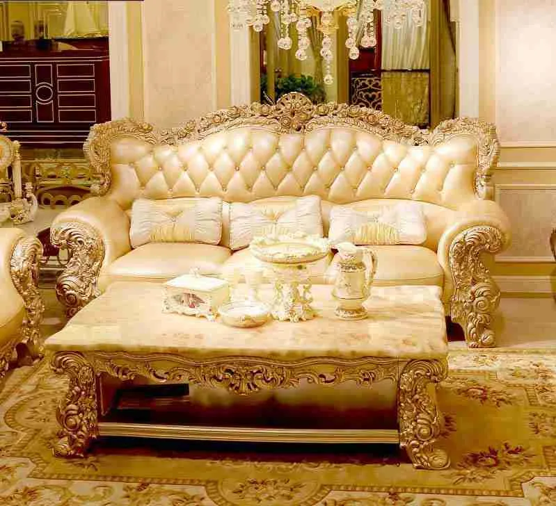 Luxury beige leather sofa