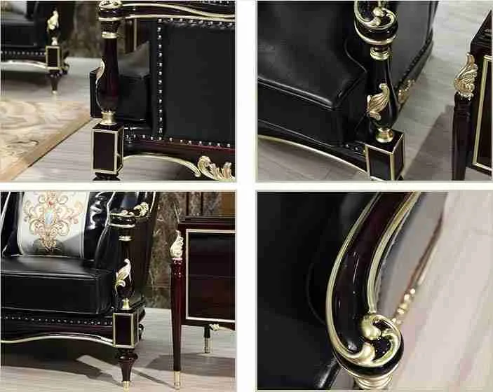 Luxury black sofa living room furniture - Image 2