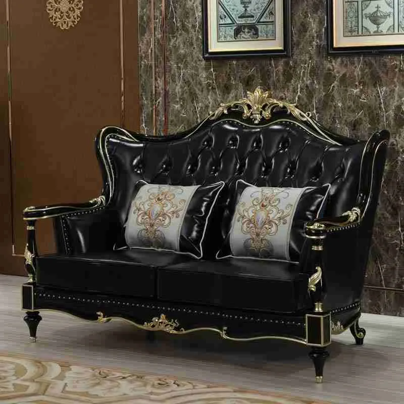 Luxury black sofa living room furniture