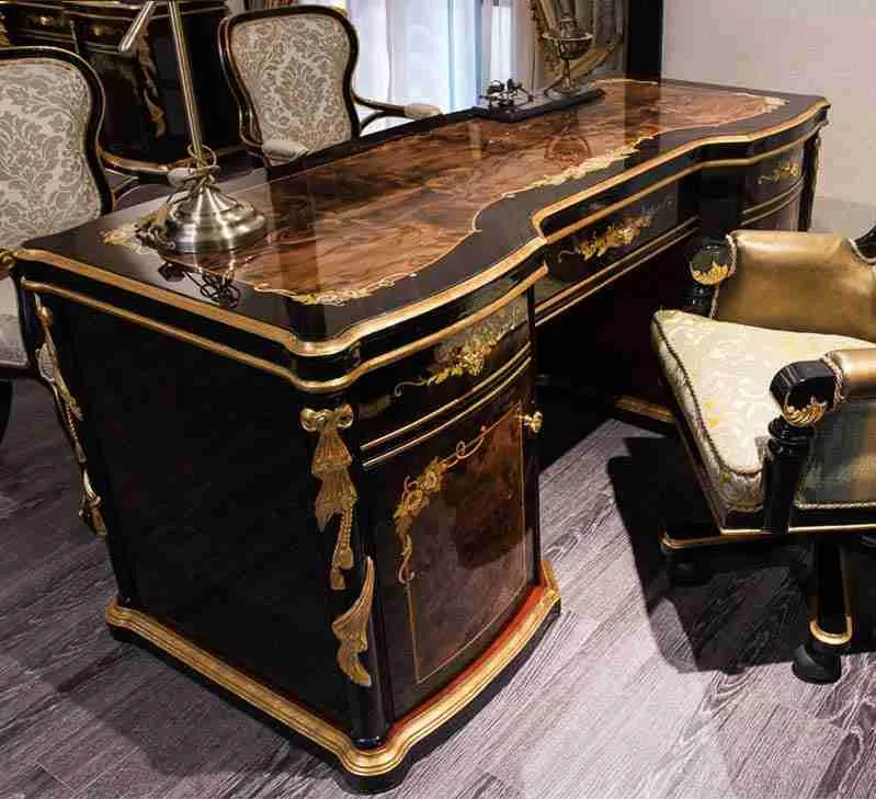 Empire Black Lacquer Executive Desk Set detail view – Office Space design for Executive Office
