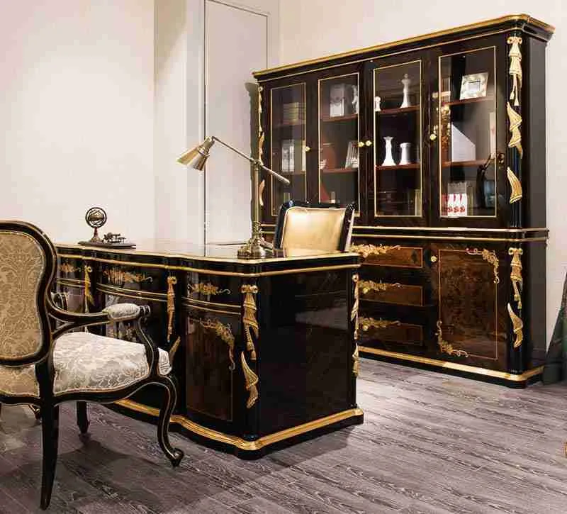 Luxury black wood office desk