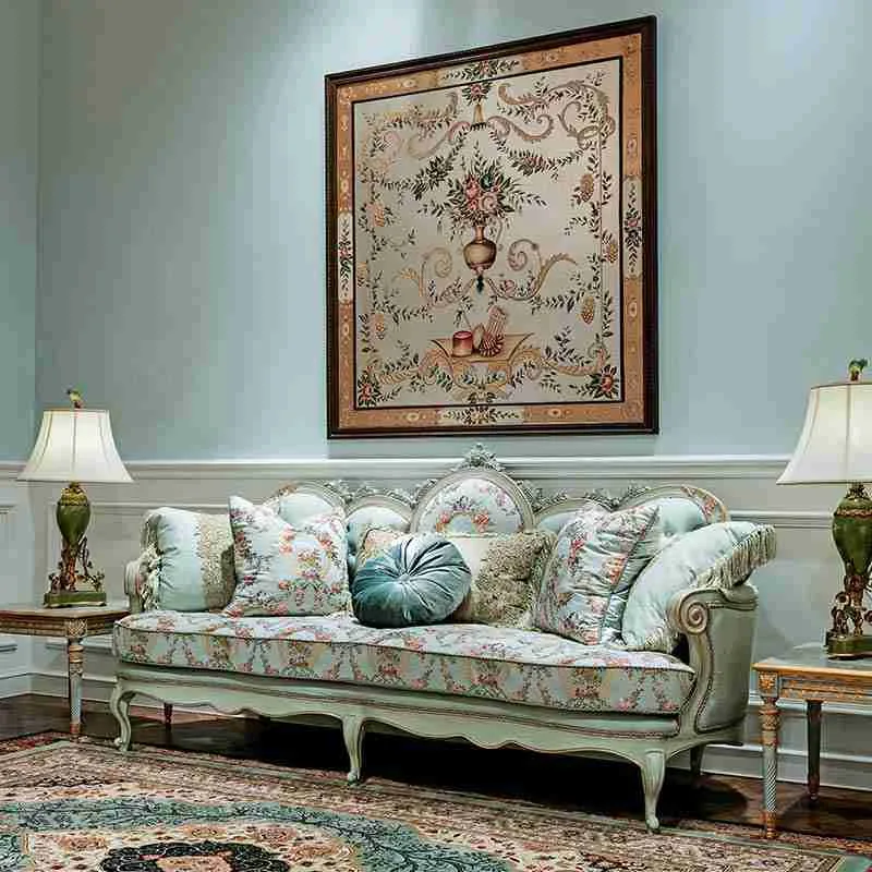 Luxury blue sofa and chair