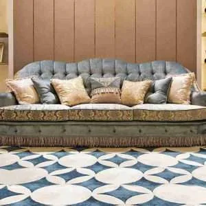 Spacious Large Blue Wooden Sofas for Comfortable Gatherings
