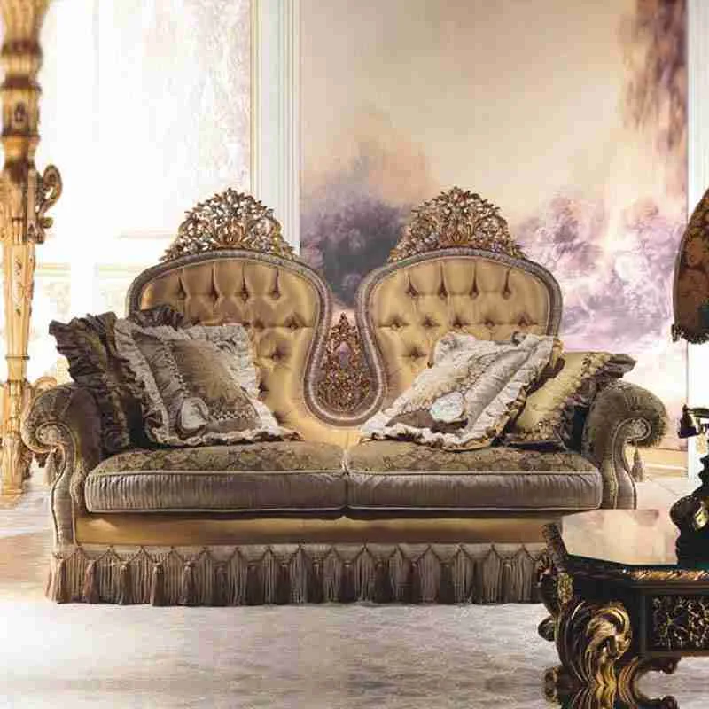 Luxury couch with wood hand carved