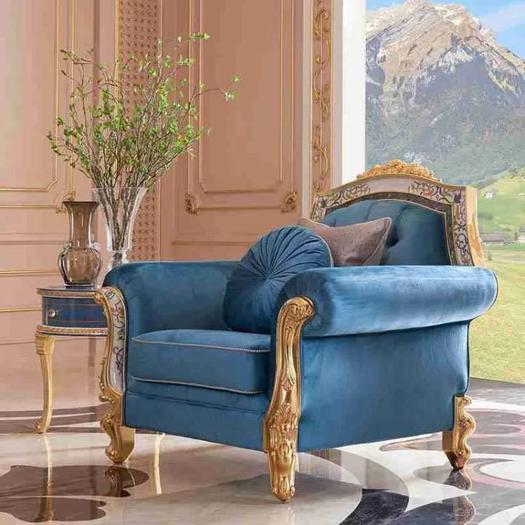 Luxury custom navy blue sofa - Image 2
