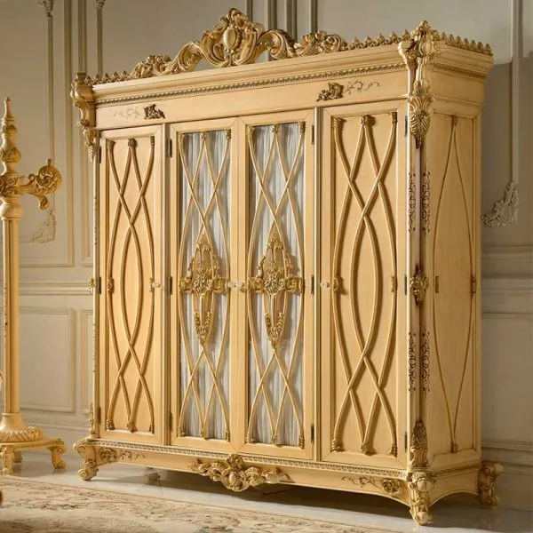 Neoclassical Gilded 4-Door Wardrobe engineered to resist Structural Creep in Heritage Restoration environments