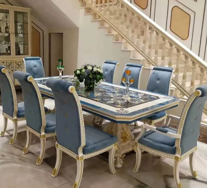 Luxury Custom Hand-Carved large dining tables and 8 chairs