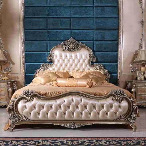 Luxury double bed frame with headboard