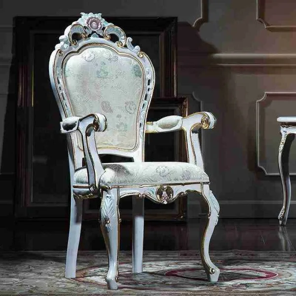 Hand-Carved Rococo Armchair mitigating Joint Fatigue under Hospitality Cyclic Loading