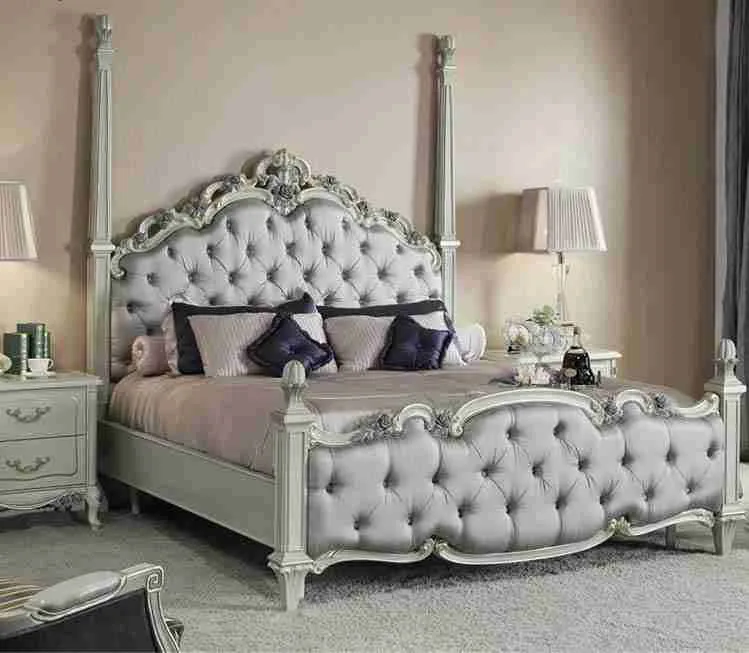 Silver Baroque Four-Poster Bed craftsmanship close-up – Beds design