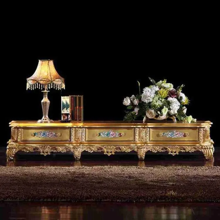 Vintage Gold Living Room TV Cabinet | Enhance Your Decor Today
