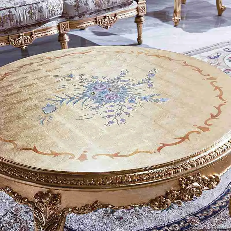European Classic Gold Round Coffee Table | Timeless Elegance Awaits - Image 2