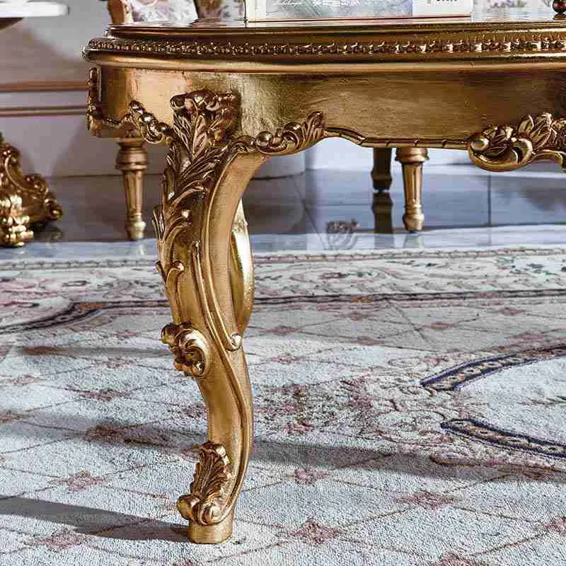European Classic Gold Round Coffee Table | Timeless Elegance Awaits - Image 3