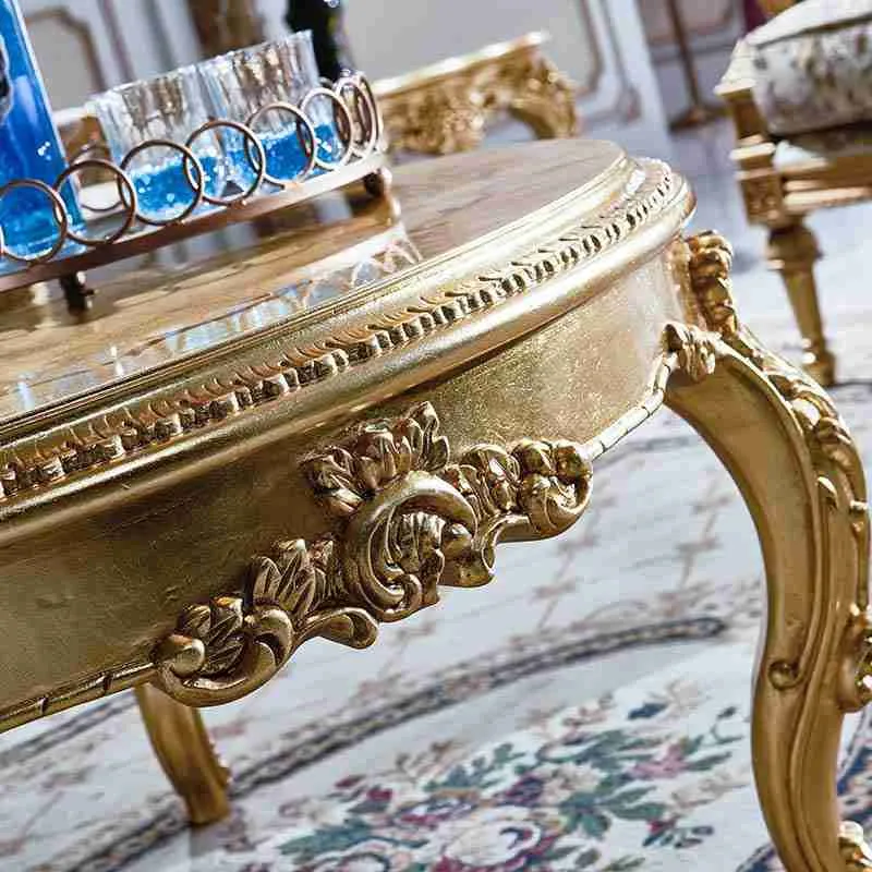 European Classic Gold Round Coffee Table | Timeless Elegance Awaits - Image 4