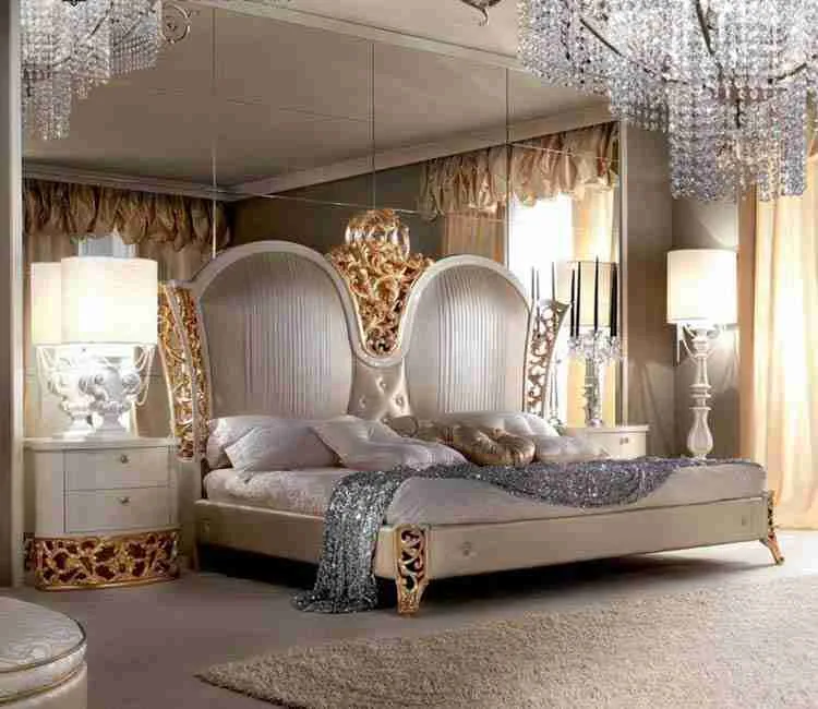 Luxury king bed frame with headboard