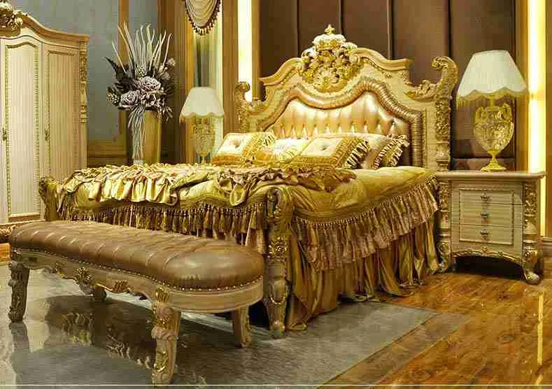 Luxury king bed headboard with wood carved detail view – Beds design