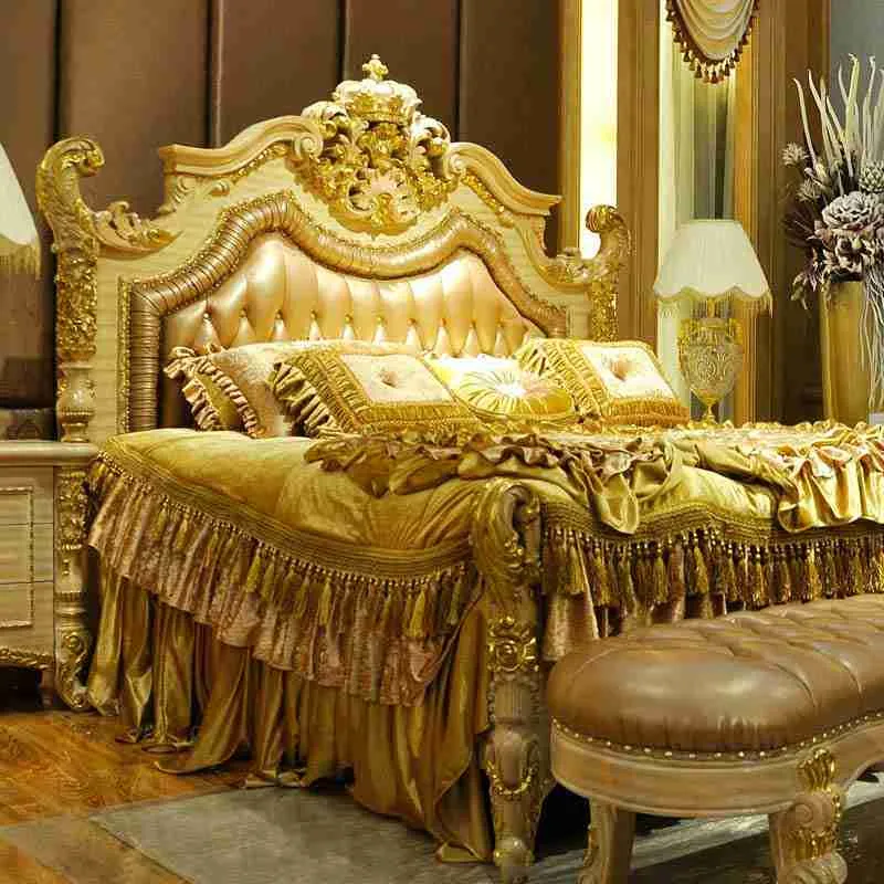 Luxury king bed headboard with wood carved material texture – Beds design