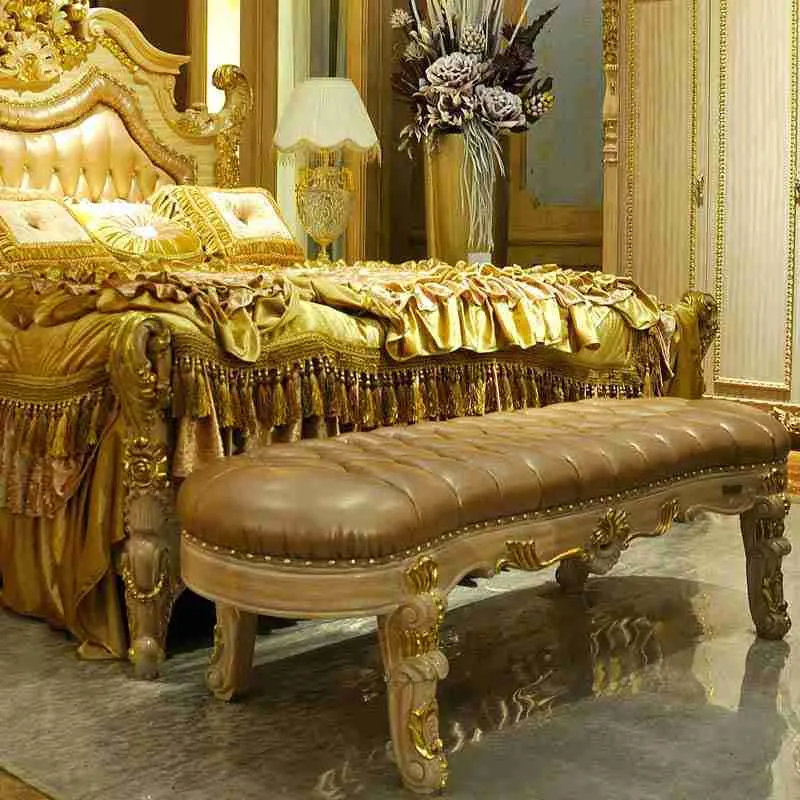 Luxury king bed headboard with wood carved craftsmanship close-up – Beds design