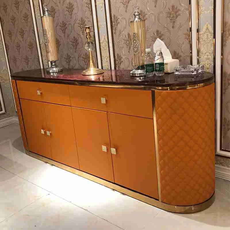 Elegance of Orange Console Table with Marble Top