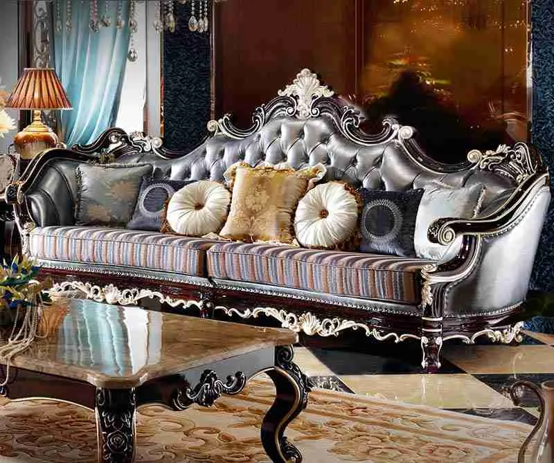 Luxury leather and fabric sofa