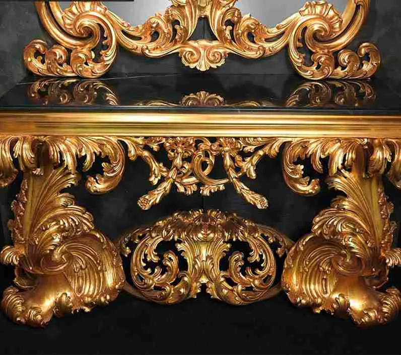 Luxury mirrored console table craftsmanship close-up – Console tables design
