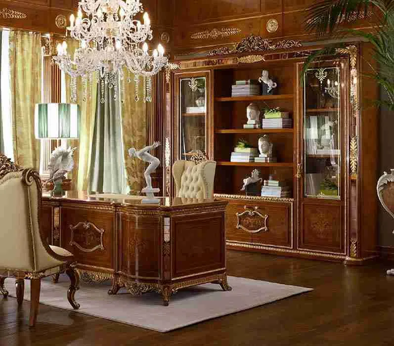 Neoclassical Kidney-Shaped Executive Desk