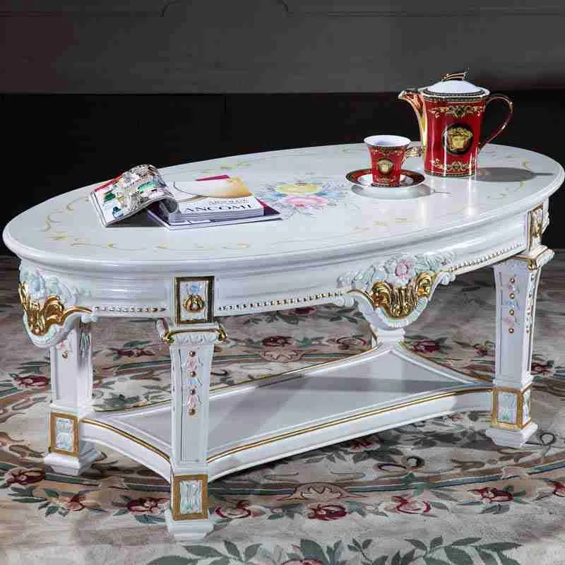 Vintage French Oval White Coffee Table | Timeless Charm Awaits