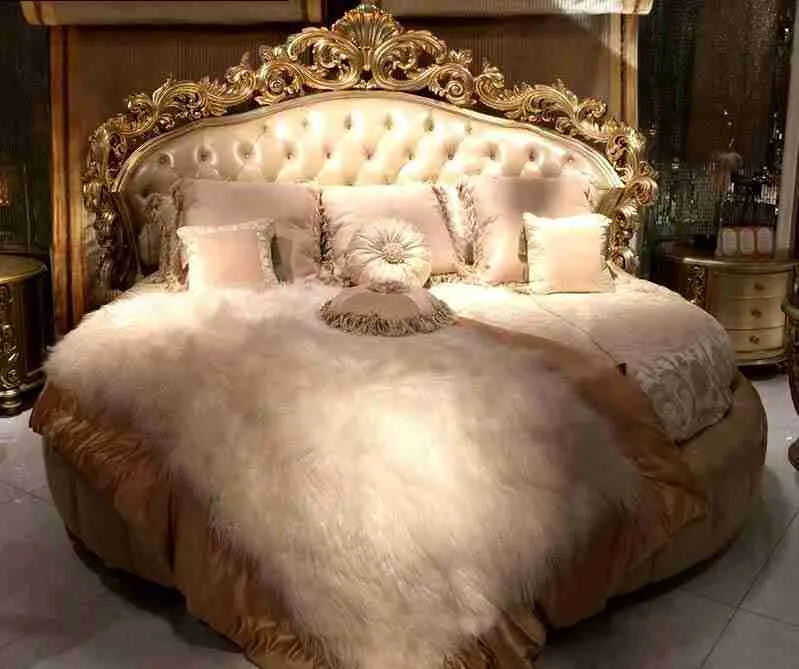 Baroque Style Champagne Gold Round Bed